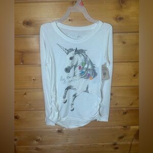 Hanes Kids Long Sleeve Unicorn Tee - White